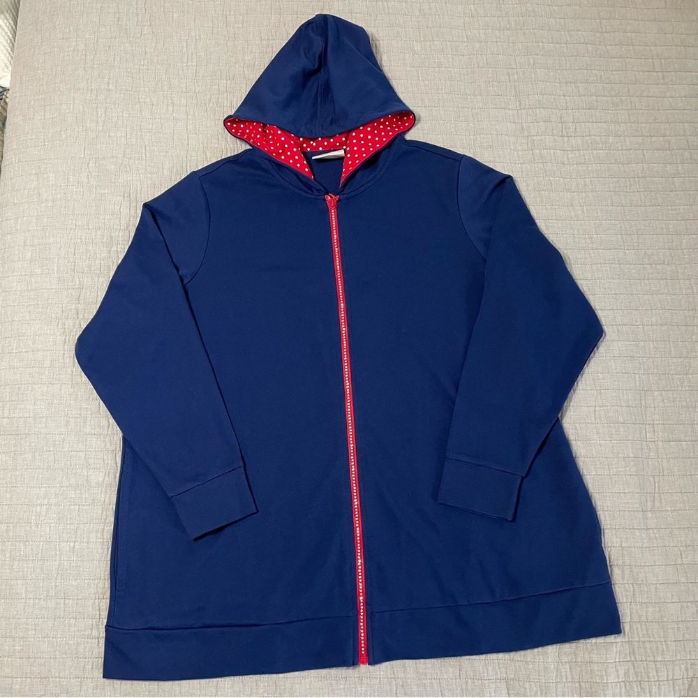Quacker Factory Navy Hoodie with Red Accents